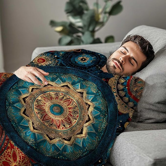 Bohemian Mandala 50"x60" Throw Blanket for Sofa & Bed | Artistic Home Decor, Machine - Washable | Stylish Gift for All Ages