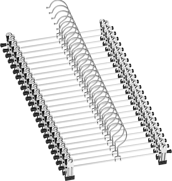NORTHERN BROTHERS Pants Hangers - 50 Pack Skirt Hangers for Women Metal Hangers Space Saving for Trouser Shorts Coat Jean Adjustable Clip Men Kids Clothes