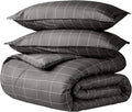 Bare Home Bedding Duvet Cover Queen Size - Premium 1800 Super Soft Collection - Lightweight, Duvet Cover - Soft Textured Bedding (Queen, Grid - Grey/White)