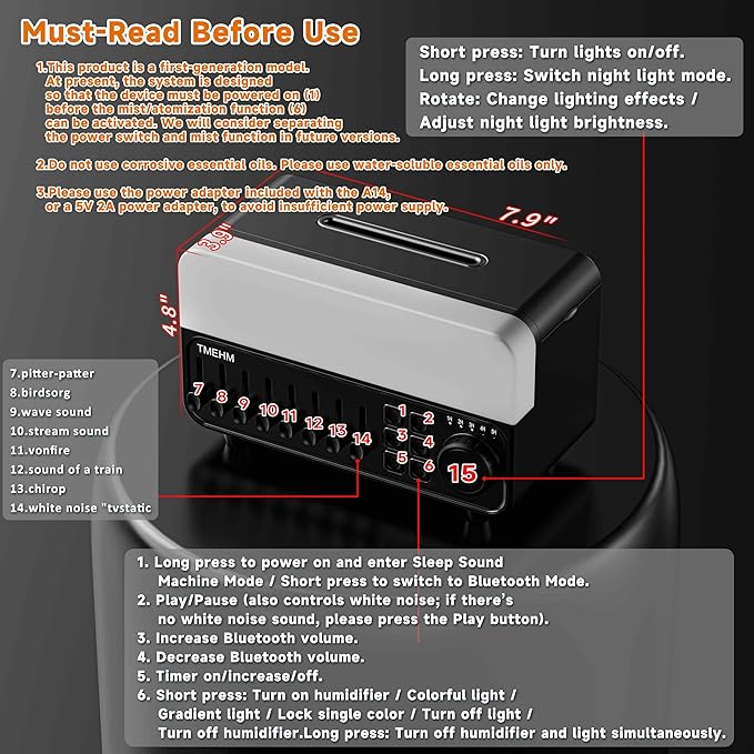 2026 4-in-1 Aroma Essential Oil Diffuser with Bluetooth Speaker Function, Humidifier, 12 Colors Night Light with 8 Nature Sounds, White Noise & Timer for Bedroom, Baby, Adults, and Kids (Black)