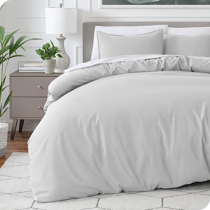 Bare Home Bedding Duvet Cover King Size - Premium 1800 Super Soft Collection - Lightweight, Cooling - Soft Breathable Bedding Duvet Cover (King, Cloud Grey)