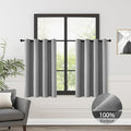 ChrisDowa 100% Blackout Grey Solid Curtains 45 Inches Long 2 Panels for Bedroom Living Room,Farmhouse Room Darkening Thermal Insulated Soundproof Grommet Top Window Treatment Drapes,52x45