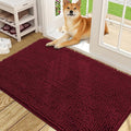 OLANLY Dog Door Mat for Muddy Paws 48x30, Absorbs Moisture and Dirt, Absorbent Non-Slip Washable Doormat, Quick Dry Chenille Mud Mat for Dogs, Entry Indoor Entryway Carpet for Inside Floor, Burgundy
