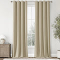 ChrisDowa 100% Blackout Linen Curtains, 2 Panels Set Thermal Insulated Room Darkening Curtains for Living Room, Privacy Grommet Window Drapes for Bedroom (Greyish Beige, 52 x 120 Inch)