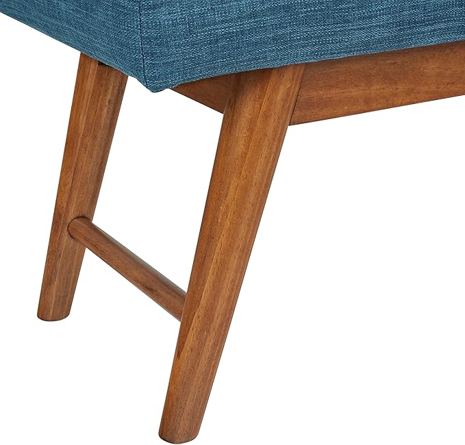 Amazon Basics Modern Haraden Upholstered Button-Tufted Bench, Blue, 16 x 44 x 17 in