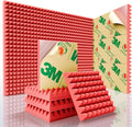 Sonicism Sound Proof Foam Panels for Walls Self-Adhesive 12 Pack Pyramid 12" X 12" X 2" Acoustic Panels,35kg/m³High Density Soundproof Wall Panels Fast Expand,Sound Absorption & Decoration(Red)