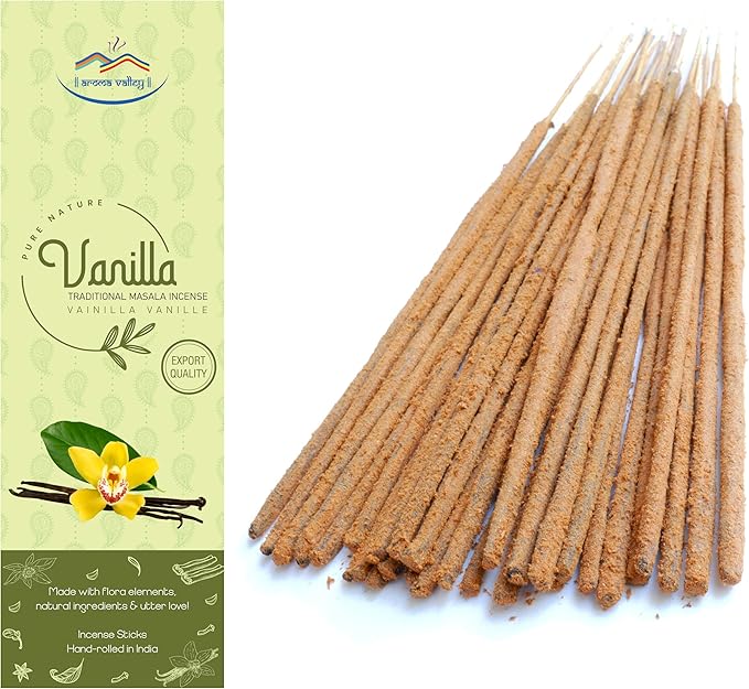Vanilla Incense Sticks - Authentic Traditional Handrolled Masala Incense - 100 Grams - 75 to 85 Sticks