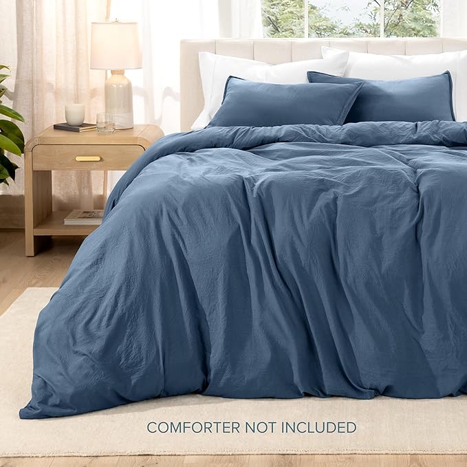 Bare Home Microfiber Duvet Cover Set - Ultra Soft Washed Microfiber - Oversized King Size - Linen-Like Look - Easy Care - Breathable Fabric - Our Softest Duvet Cover Set (Oversized King, Bering Sea)