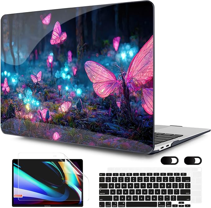 MEEgoodo for MacBook Air 13 inch Case 2021 2020 2019 2018 Released A2337 M1 A2179 A1932 with Touch ID, Plastic Hard Shell & Keyboard Cover Compatible with MacBook Air Case 13.3, Fantasy Forest