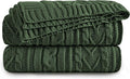 Aormenzy Green Cable Knit Throw Blankets for Couch Bed Sofa, Acrylic Knitted Blanket, Soft Cozy Throw Blanket, 50" x 60"