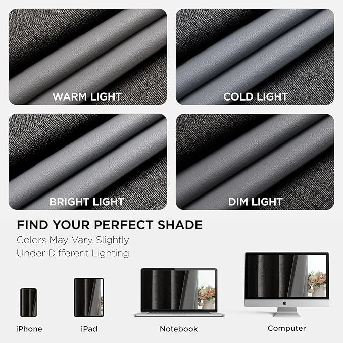Joydeco Charcoal Grey Blackout Curtains 90 Inches Long, Curtains 90 Inch Length 1 Panel for Bedroom, Thermal Insulated Linen Black Out Curtains with Grommets(100x90, Charcoal Grey)