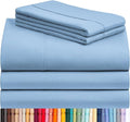 LuxClub 5 PC Split King Sheet Set, Deep Pockets Wrinkle Free Cooling Bed Sheets Hotel Bedding for Women, Men, Includes 2 Fitted Sheet, 1 Flat Sheet and 2 PillowcasesSoft Sky