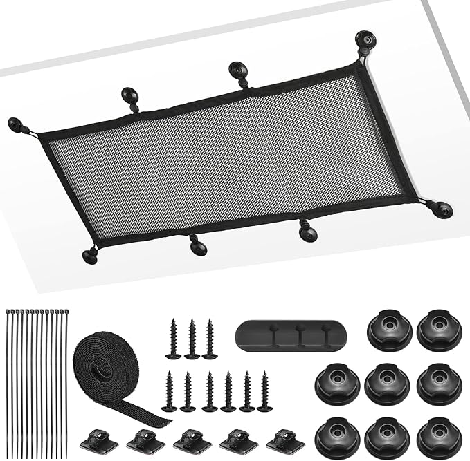 Cable Management Net Under Desk Kit,Privacy Mesh Cable Manager Flexible Under Desk Wire Net Large Capacity Cord Organizer Net for Office,Standing Desk, Home, 26 X 10 Inches