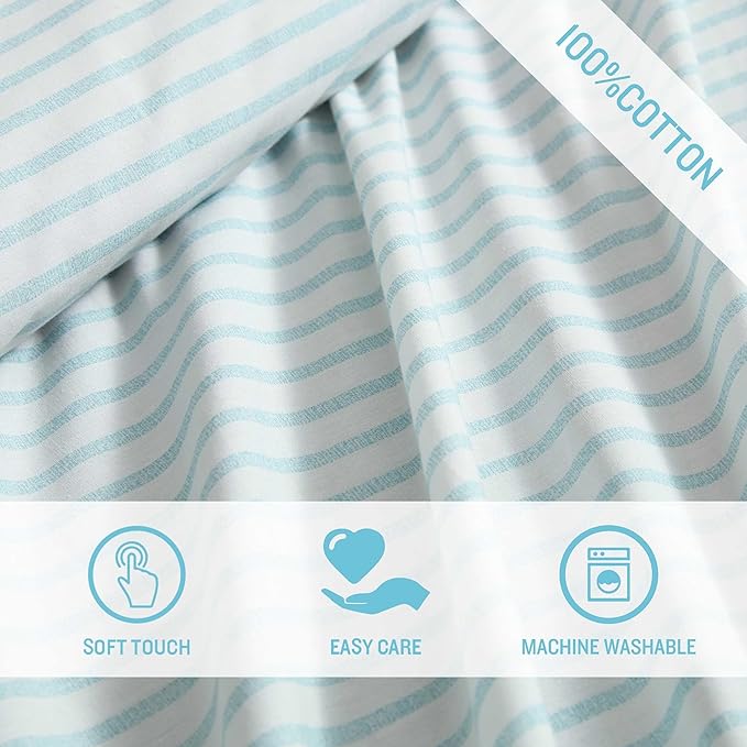 Tommy Bahama - King Sheet Set, Cotton Percale Bedding Set, Super Soft, Oeko-Tex Certified (Cool Beach Stripe Turquoise, King)