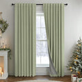 Pitalk Light Sage Green Black Out Curtains 63 Inch Long 2 Panel Set Back Tab Pleated Linen Textured Cute Blackout Curtains for Girls Bedroom Nursery Living Room Darkening Thermal Window Drapes Vintage