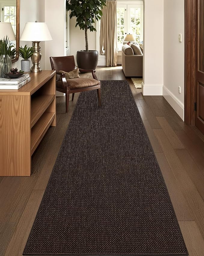 Color&Geometry Door Mat 2'4"x8' Runner Rug with Rubber Backing, Non Slip Washable Hallway Rug, Carpet Runners for Hallway Living Room Bedroom, Brown (Rolled-up NO Creases)