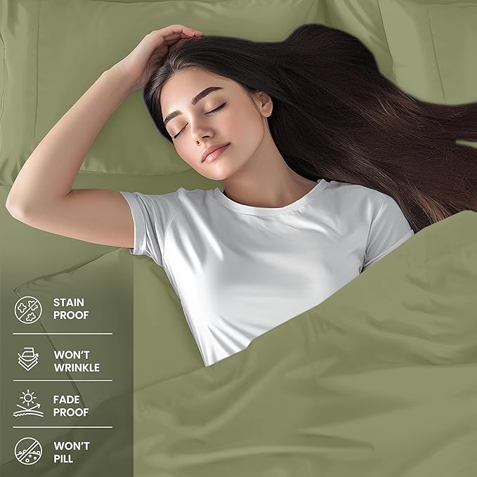 Utopia Bedding Full Sheet Set – 4 Piece Bed Sheets for Full Size Bed, Soft and Breathable Microfiber, Includes 1 Fitted Sheet, 1 Flat Sheet and 2 Pillowcases (Olive)