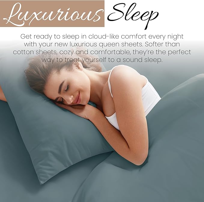 Linen Market Bed Sheets for Queen Size Bed (Ocean) - Sleep Better Than Ever with These Soft and Cooling Queen Sheets - Deep Pocket Fits 16" Thick Beds - 4 Piece Sheet Set