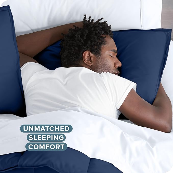 Bare Home Bedding Duvet Cover King Size - Premium 1800 Super Soft Collection - Lightweight, Cooling - Soft Breathable Bedding Duvet Cover (King, Dark Blue)
