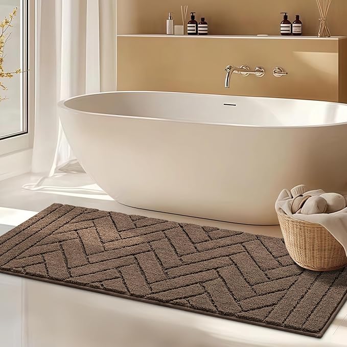 hicorfe Indoor Doormat,Front Back Door Mat Rubber Backing Non Slip Door Mats 20"x48" Absorbent Resist Dirt Entrance Doormat Inside Floor Mats for Entryway Washable Low-Profile(Camel)