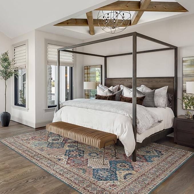 Gertmenian Indoor Boho Area Rug - 8x10 Large, Non Slip, Super Strong, Ideal for High Traffic Areas in Bedroom, Living Room, Kitchen - Cinzia, Bronze, 28508