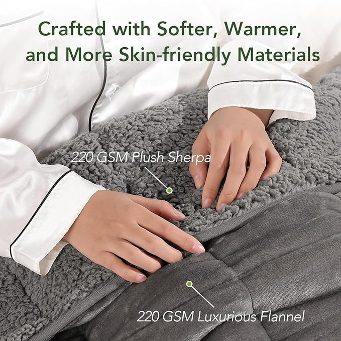 Sivio Sherpa Fleece Weighted Blanket for Adult 20 lbs Heavy Fuzzy Throw Blanket with Soft Plush Flannel, Reversible Full-Size Super Soft Extra Warm Cozy Fluffy Blanket, 60x80 Inches Dual Sided Grey