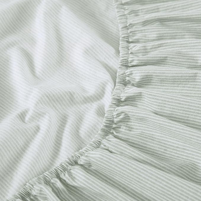 Tommy Bahama - Queen Sheets, Washed Percale Cotton Bedding Set, Soft & Breathable Bedroom Decor with Deep Pockets (Island Cays Stripe Green, Queen)