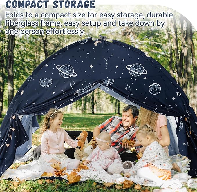 Bed Tent Twin, Space Play Canopy for Kids Toddler Boys, Bunk Canopy Tent for Toddler Bed, Galaxy Dome Playhouse Floor Portable Sleeping Tents Indoor for Girls Birthday Toy House Gift