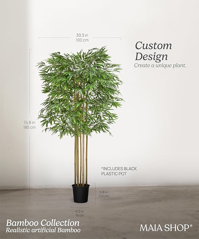 Maia Shop Decorative Artificial Plants - Artificial Bamboo Tree 6.5ft Natural Trunks, Big Artificial Plant, Home Decor, Artificial Tree