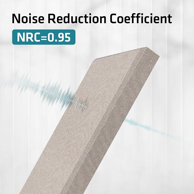 UMIACOUSTICS 2 PCS Fiberglass Acoustic Panels, 48x12x2 Inches Sound Absorbing Panels, Sound Proof Panels for Studios, Office, Home Theater. (Linen)