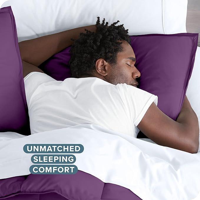 Bare Home Bedding Duvet Cover Queen Size - Premium 1800 Super Soft Collection - Lightweight, Cooling Duvet Cover - Soft Breathable Bedding (Queen, Plum)