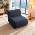 26" Single Sofa, 1 Seater Armless Corduroy Couch, No Assembly Modern Boneless Couch Compression Sofa in Box, Floor Sofa with Ergonomic Design for Living Room, Dark Blue
