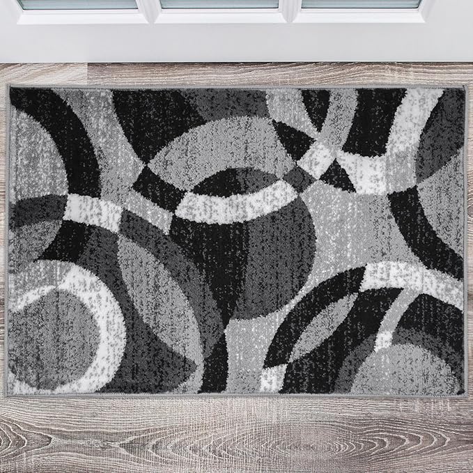 Rugshop Contemporary Abstract Circles Perfect for high Traffic Areas of Your Living Room,Bedroom,Home Office,Kitchen Area Rug 2' x 3' Gray