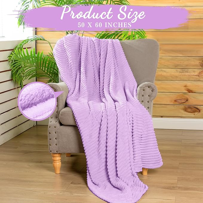 Buryeah 12 Pcs Flannel Throw Blanket Bulk 50 x 60 in Sleepover Blanket Outdoor Wedding Throw Lightweight, Oeko-tex Standard 100 Certified for Sofa Homeless Gifts (Lavender Purple)