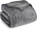 Bare Home Sherpa Fleece Blanket - Throw/Travel Size - Blanket for Bed, Sofa, and Couch - Warm & Lightweight - Fluffy & Soft - Reversible (Throw/Travel, Grey with Grey Sherpa)