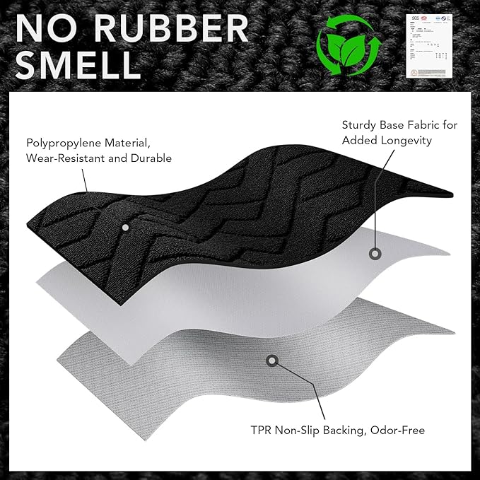 hicorfe Front Door Mat Outside Entrance,36"x59" Absorbent Muddy Dirt Resist Welcome Door Mats Outdoor Indoor,Stain and Fade Resistant,Non Slip Backing Entry Mat Doormat for Entryway(Black)