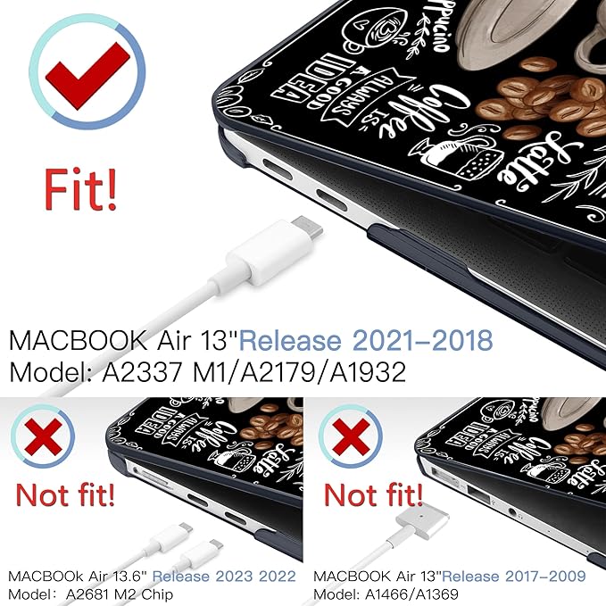 MEEgoodo for MacBook Air 13 inch Case 2021 2020 2019 2018 Released A2337 M1 A2179 A1932 with Touch ID, Plastic Hard Shell & Keyboard Cover Compatible with MacBook Air Case 13.3, Coffee