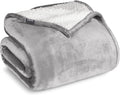 Bare Home Sherpa Fleece Blanket - King Size - Blanket for Bed, Sofa, and Couch - Warm & Lightweight - Fluffy & Soft - Reversible (King, Light Grey)