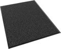 Front Door Mat, 48" x 36" Heavy Duty Indoor Outdoor Doormat, Non-Slip Welcome Mats for Entryway, Rubber Backing Low Profile Commercial Door Mats, Black Stripe