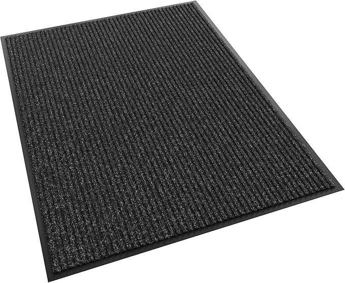 Front Door Mat, 48" x 36" Heavy Duty Indoor Outdoor Doormat, Non-Slip Welcome Mats for Entryway, Rubber Backing Low Profile Commercial Door Mats, Black Stripe