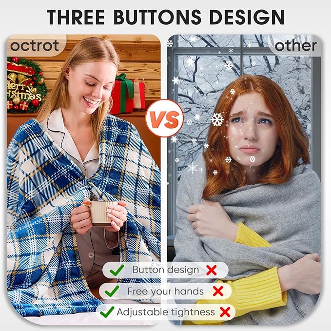 Heated Electric Blanket Twin Size,62X84 Heating Blanket with 10 Heats Levels&8 Hours Auto Off&Timer,Blue Plaid Soft Cozy Sherpa Blankets Warmer Gifts for Grandma Women Adult,Fast Heating Washable