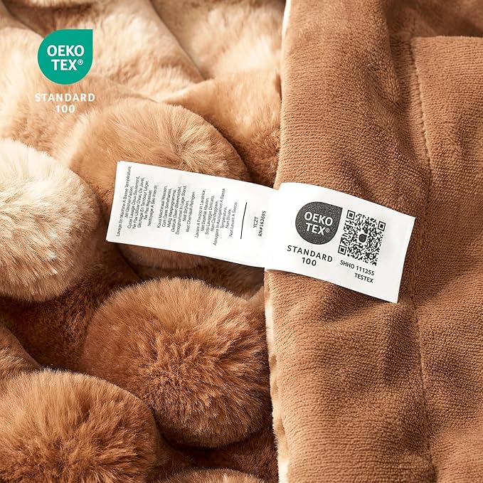 Cozy Bliss Faux Fur Throw Blanket for Couch, Cozy Warm Plush Striped Blanket for Sofa Bedroom Living Room, 108 * 90 Inches Tie-dye Brown