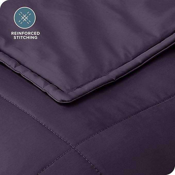 Bare Home Weighted Blanket Full or Queen Size 12lb (48" x 72") for Adults - All-Natural 100% Cotton - Premium Heavy Blanket Nontoxic Glass Beads (Eggplant, 48"x72")