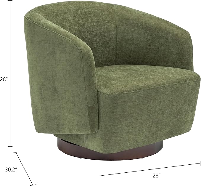 MINCETA Accent Chair,Modern Swivel Chairs for Living Room and Bedroom Reading with Wood Base,Set of 2,Fabric in Green