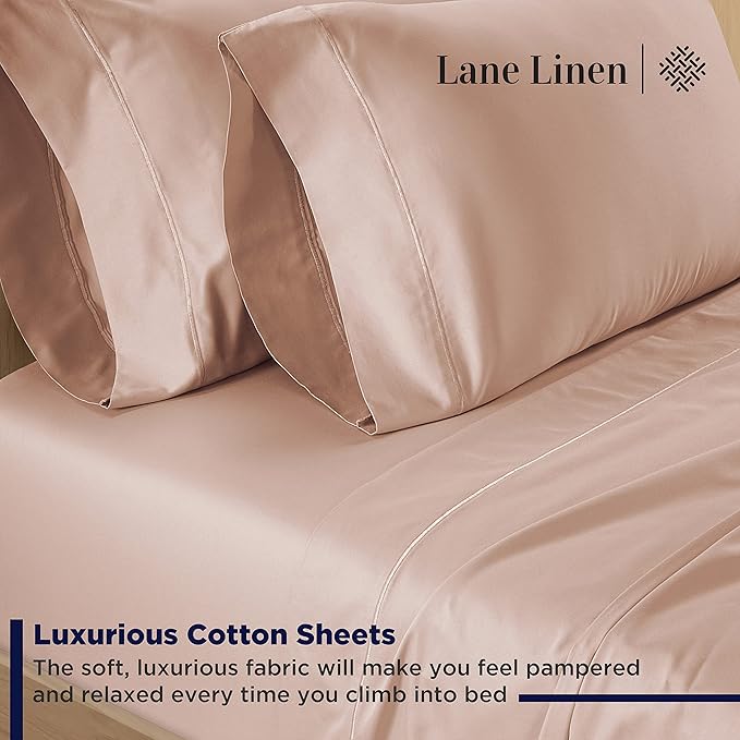 LANE LINEN Split King Sheet Sets for Adjustable Beds - 5 PCs, 600 Thread Count Split King Sheets Set - Sateen King Split Sheets for Adjustable Bed - Split Top King Sheets Set for Bed - Sepia Rose