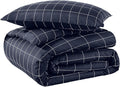 Bare Home Bedding Duvet Cover Extra Long Size - Premium 1800 Super Soft Collection - Lightweight - Soft Textured Bedding (Twin/Twin XL, Grid - Midnight Blue/White)