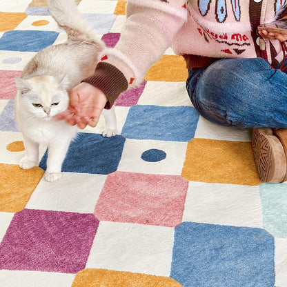 jinchan Area Rug 3x5 Kids Washable Indoor Floor Cover Non-Slip Modern Soft Rug Elementary School Classroom Colorful Diamond Carpet for Nursery Playroom Daycare Bedroom Living Room Berries on Cream