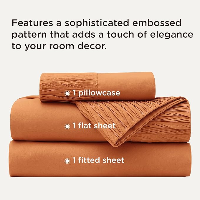 Bedsure Twin XL Sheet Sets Dorm Bedding - 3 Pieces Soft Extra Long Twin Sheets, Hotel Luxury, Easy Care Microfiber for Women, Men, Dusty Orange