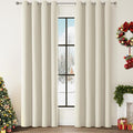 ChrisDowa 100% Blackout Birch Solid Curtains 90 Inches Long 2 Panels for Bedroom Living Room,Farmhouse Room Darkening Thermal Insulated Soundproof Grommet Top Window Treatment Drapes,52x90
