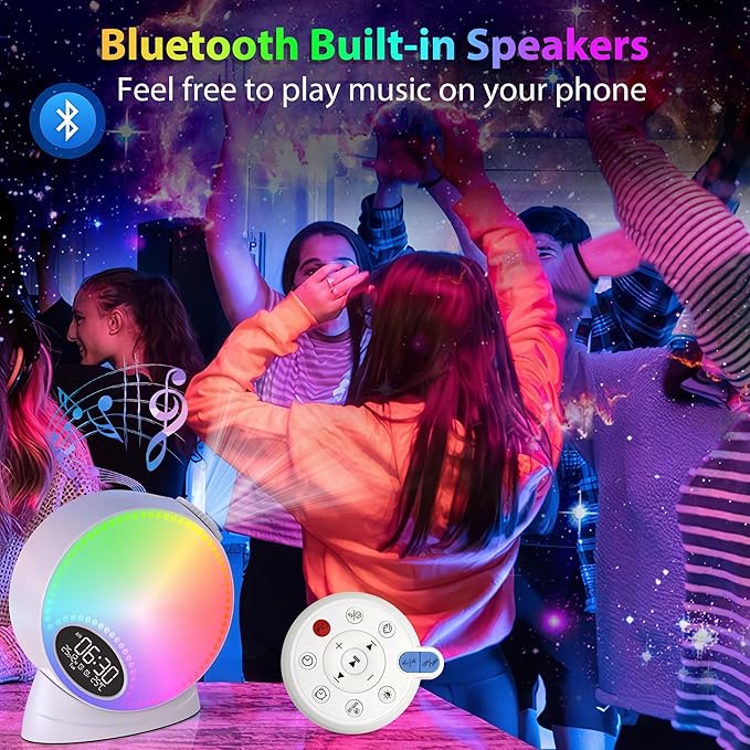 Galaxy Projector for Bedroom, 12 in 1 Star Projector Night Light Bluetooth Speaker, 15 White Noise Planetarium Projector with Meteor Effect, Varicolored Ambient Light